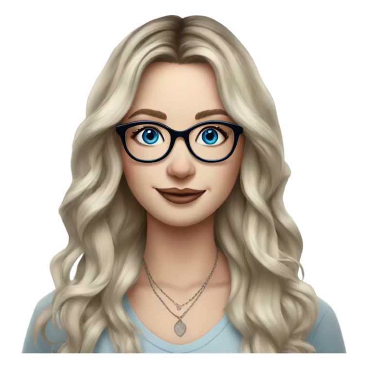 Hyper Realistic Balayage pale beautiful tattooed woman with glasses and blue eyes happy  sticker