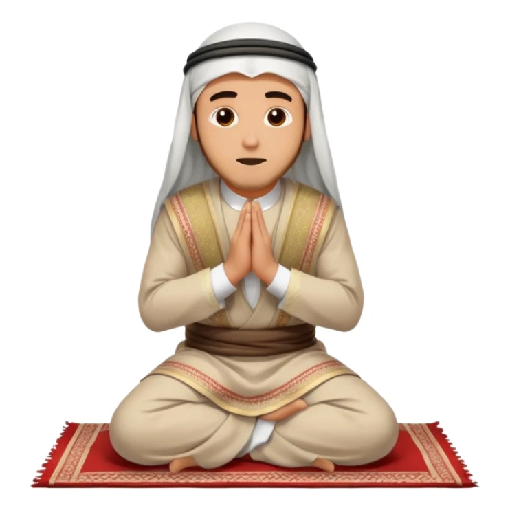 a man wearing traditional arab outfit with shemagh in prostration salah sticker