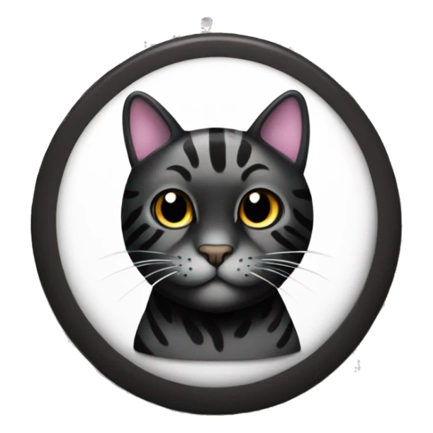 Black tiger cat with white dot on moutj sticker