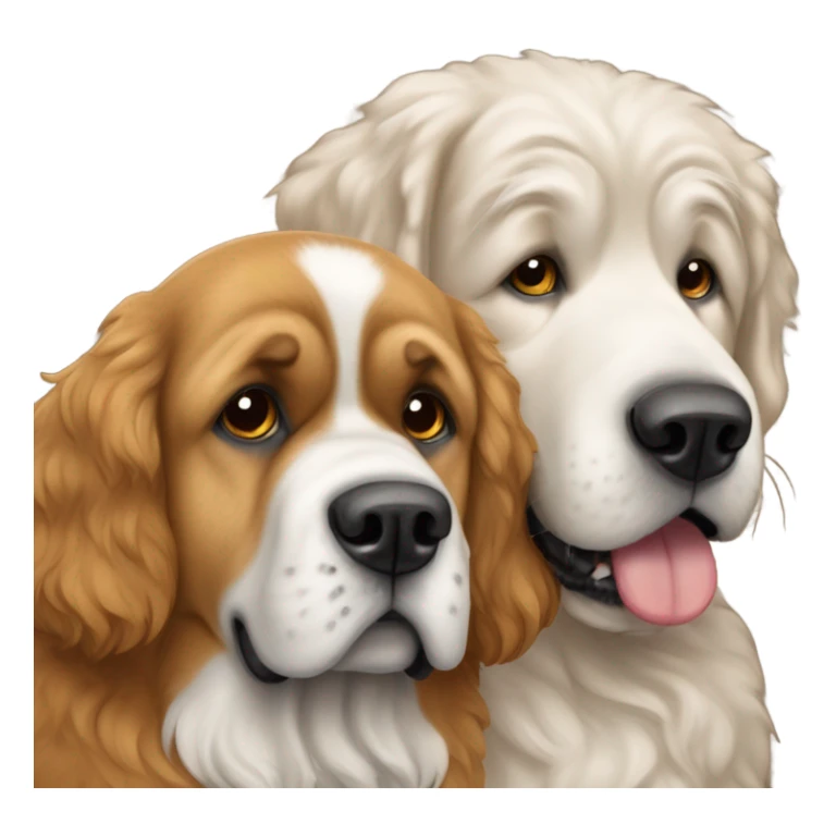 A St. Bernard dog and a golden doodle hugging sticker