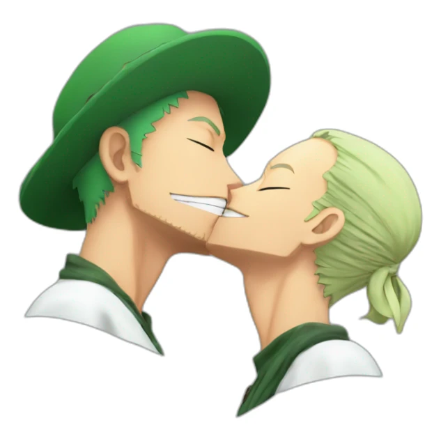 Shanks and Zoro from One Piece, touching their lips sticker