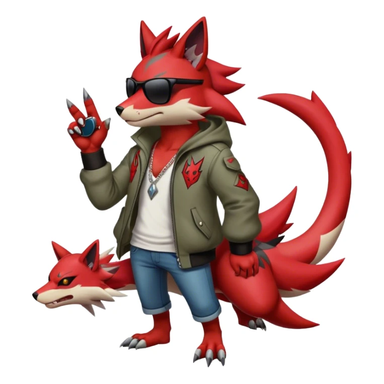 Edgy Cool Beautiful Guilmon-Zangoose-Litten-Zoroark, full body sticker