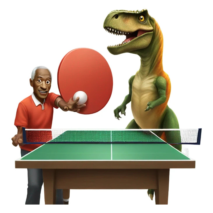 T-rex playing table tennis with bing cosby sticker