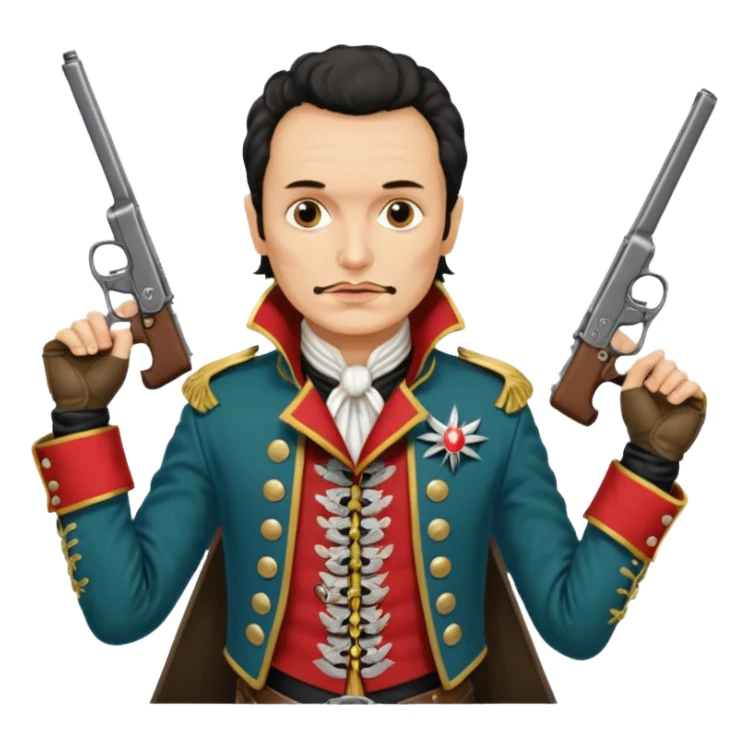 Adam Ant  is wearing a Hungarian jacket Hussar'S JACKET, holds two holsters in his hands sticker