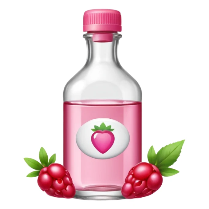 realistic Johnson and Johnson style bottle pink cap pink logo clear bottle with berry party logo with diddy oil and a berry on top bottle sticker