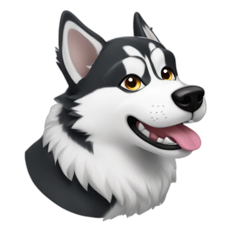 Husky black and white  crazy dog sticker