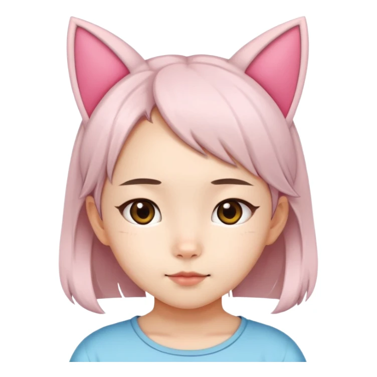 7 years old asian girl with a cat ears sticker