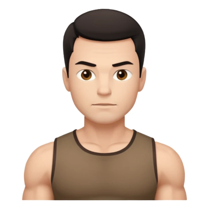 muscular man white skin, wear brown shirt sticker