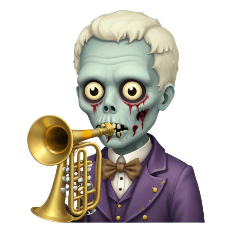 Zombie trumpeter – cracked trumpet, cheeks puffed, eerie parade feel. sticker