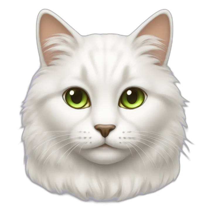 white fluffy cat with brown ears, brown ears and green eyes sticker