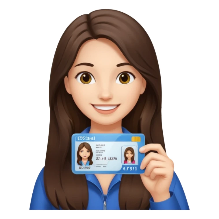 long hair brunette girl holding a driver license sticker