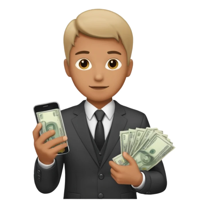 Yakuza holding money and phone sticker