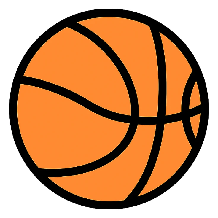 basketball icon, touch of color, clear lines sticker
