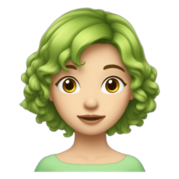 fille châtain cheveux long raide peau claire et yeux verts sticker