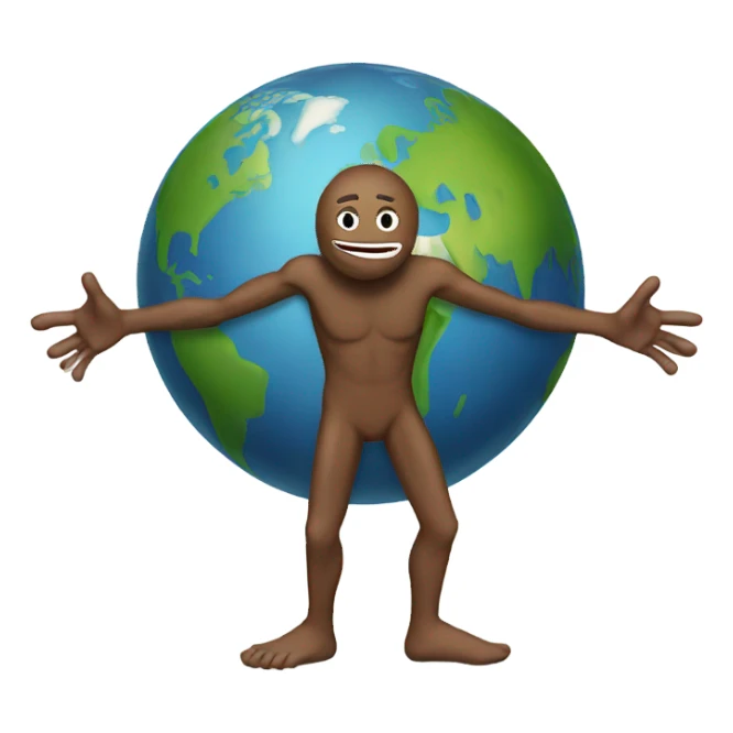 Planet earth with a human face, arms and legs sticker