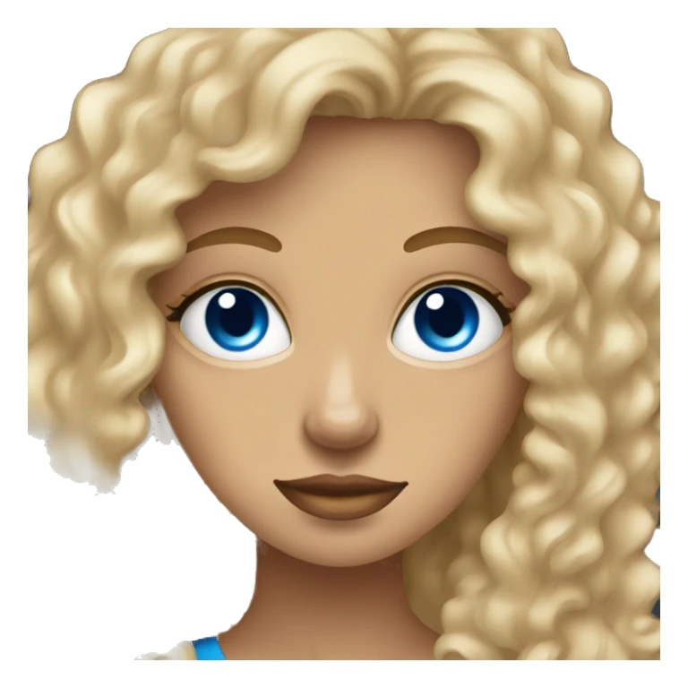 tan Blonde curly haired girl with blue eyes drinking coffee  sticker