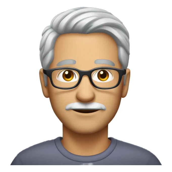 50 year old guy with grey hair, clear glasses and grey stubble sticker