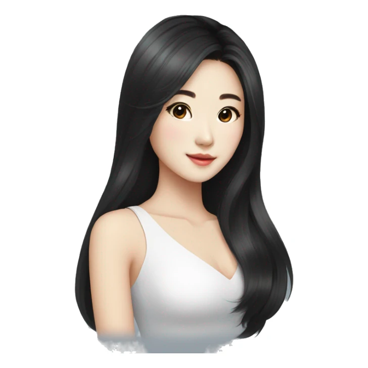 beautician, pretty korean girl with black long hair sticker