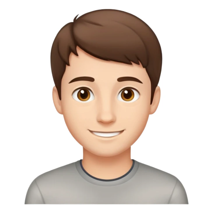 young man with short brown hair and friendly smile sticker