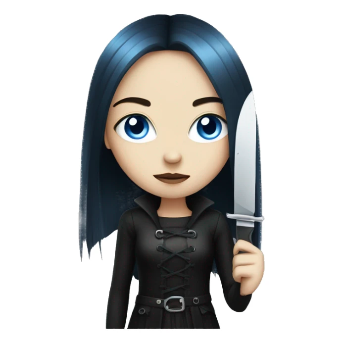 goth girl with blue eyes and knife sticker