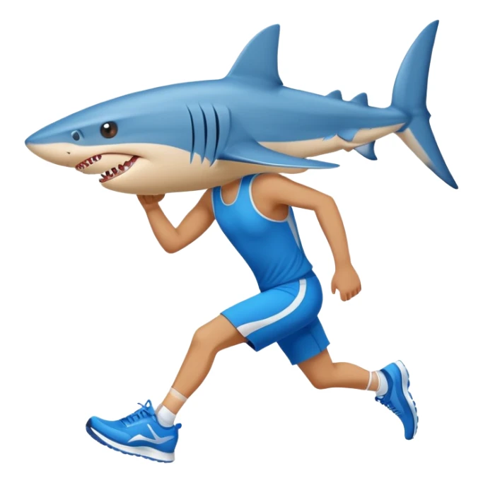 Blue shark with blue running shoes on the beach sticker