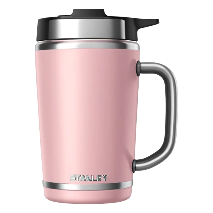 Light pink 40oz Stanley tumbler with handle sticker