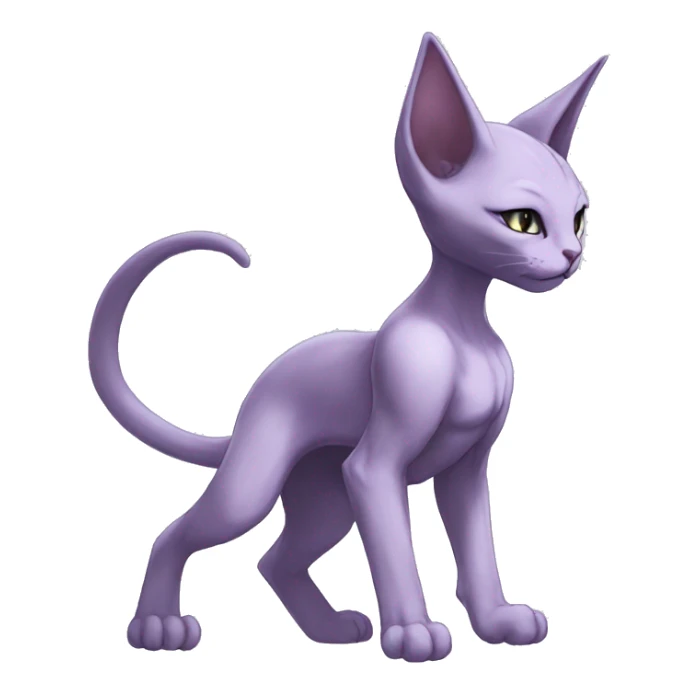 Anthro Mewtwo-Cat-Sphynx-FurSona-Fakemon Nebula Full Body sticker
