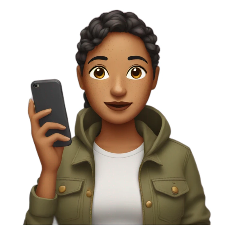 cool creator, freckles olive skin holding phone sticker