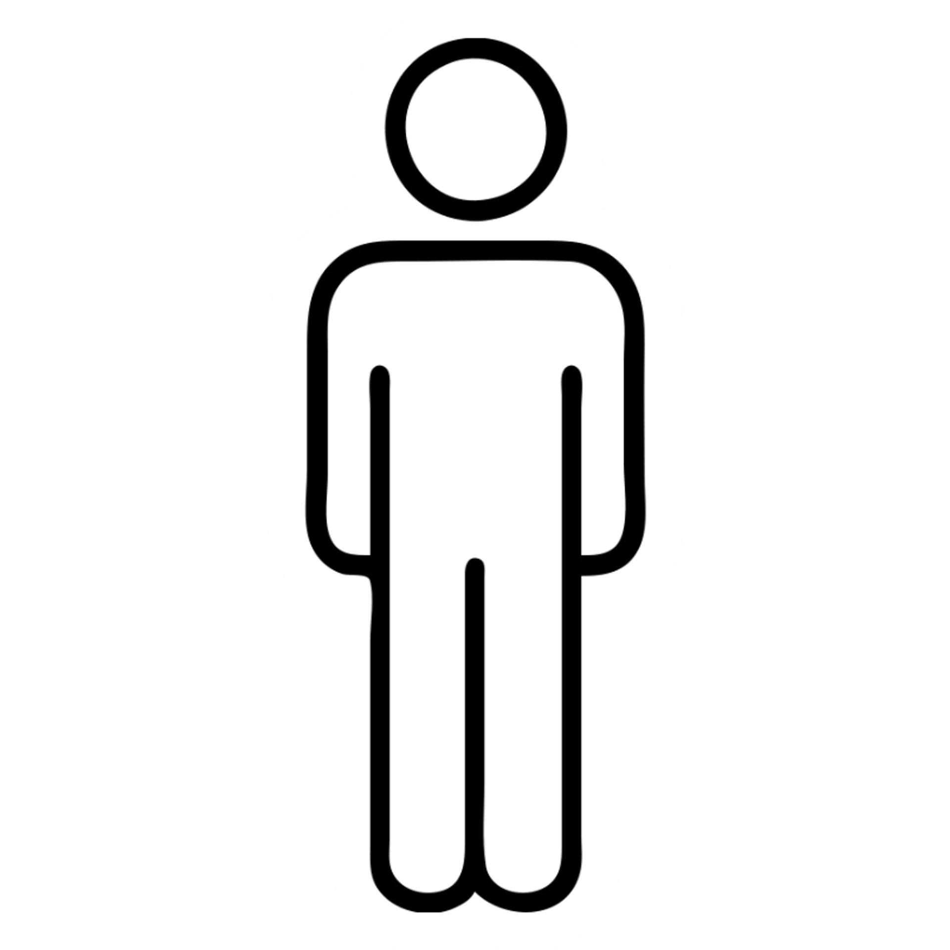 a straight human body, neutral pose, outlined icon sticker