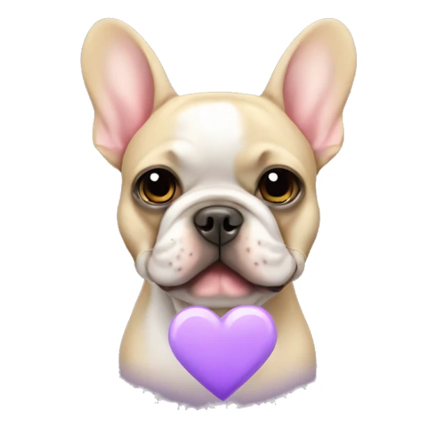 French bulldog tan and lilac with heart  sticker