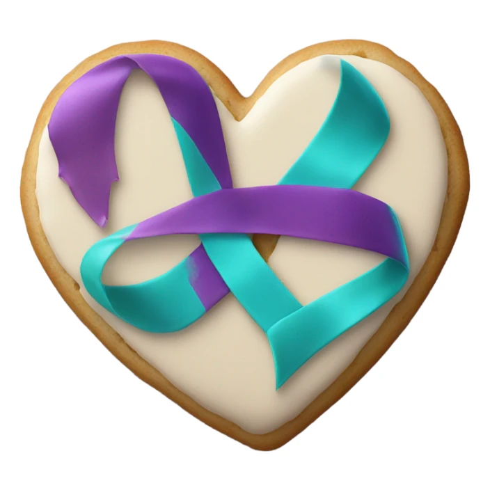 Purple and dteal Suicide awareness ribbon on heart cookie sticker