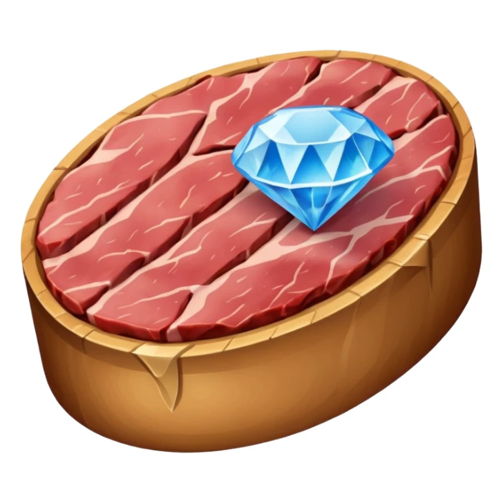 Meat with diamond textur and blue color sticker