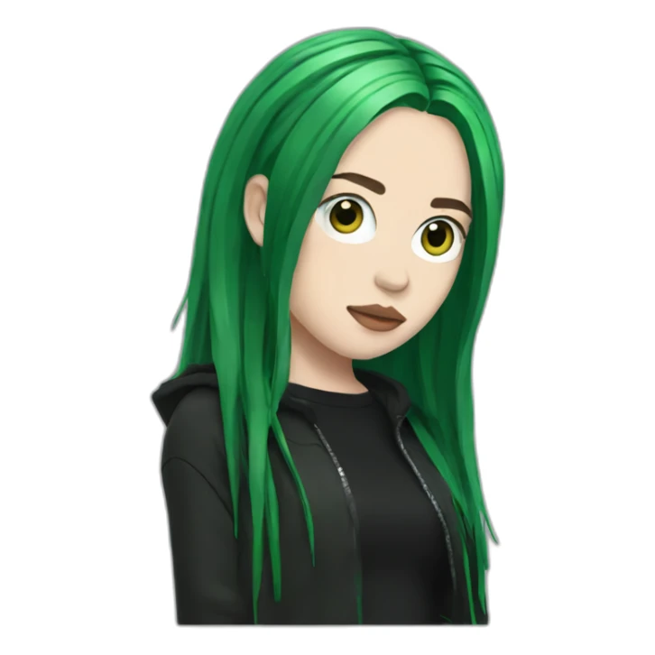Billie eilish, green black hair sticker