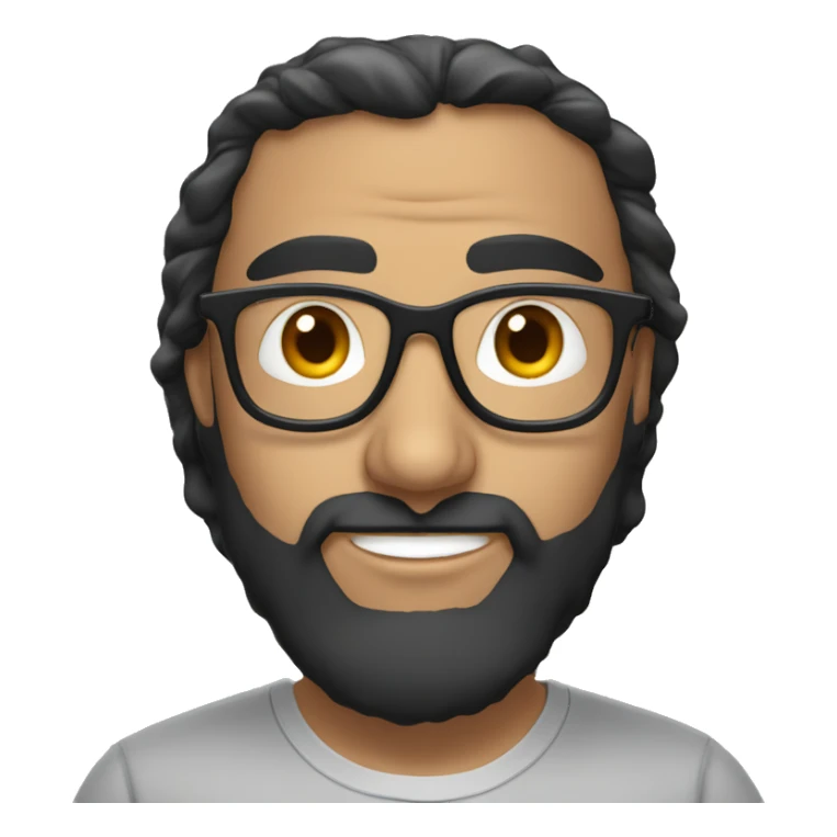 Middle Eastern man wearing t-shirt, black short hair, beard and glasses sticker