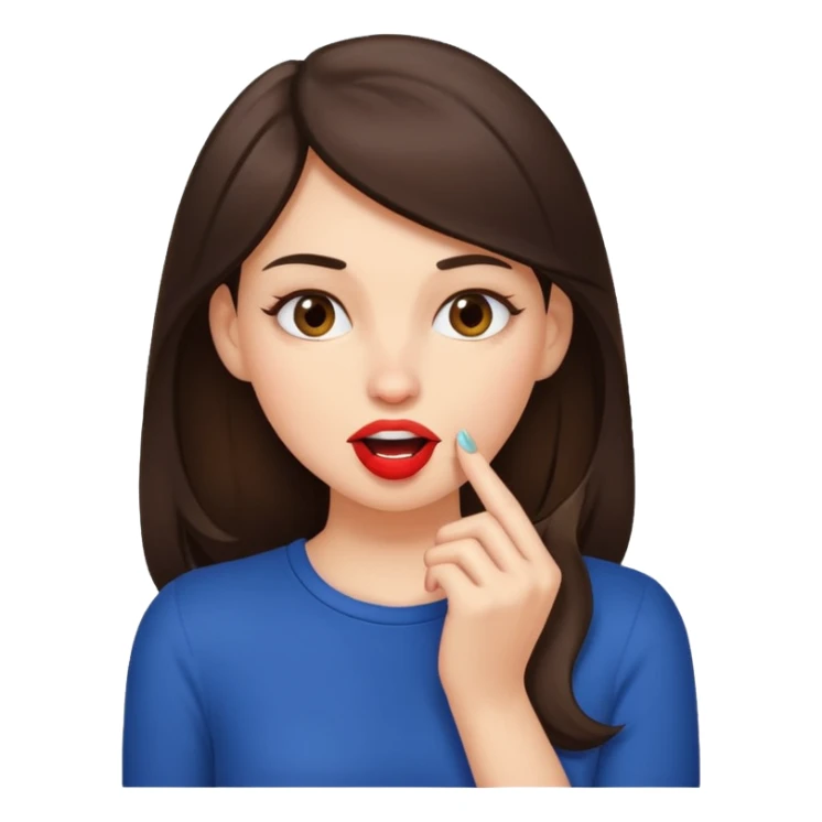 a brunette bites her nail flirtatiously  sticker