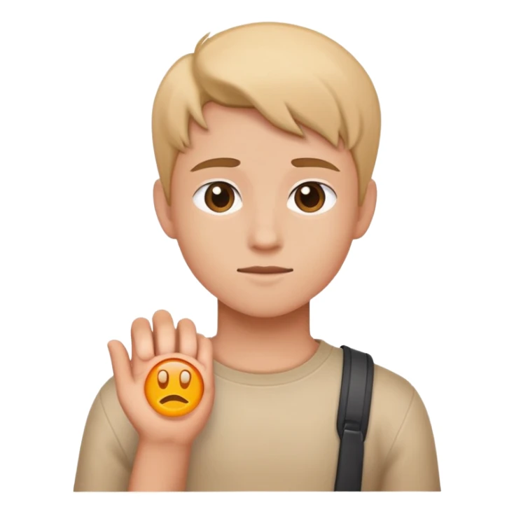 young character standing with a small help icon or question mark above their shoulder sticker