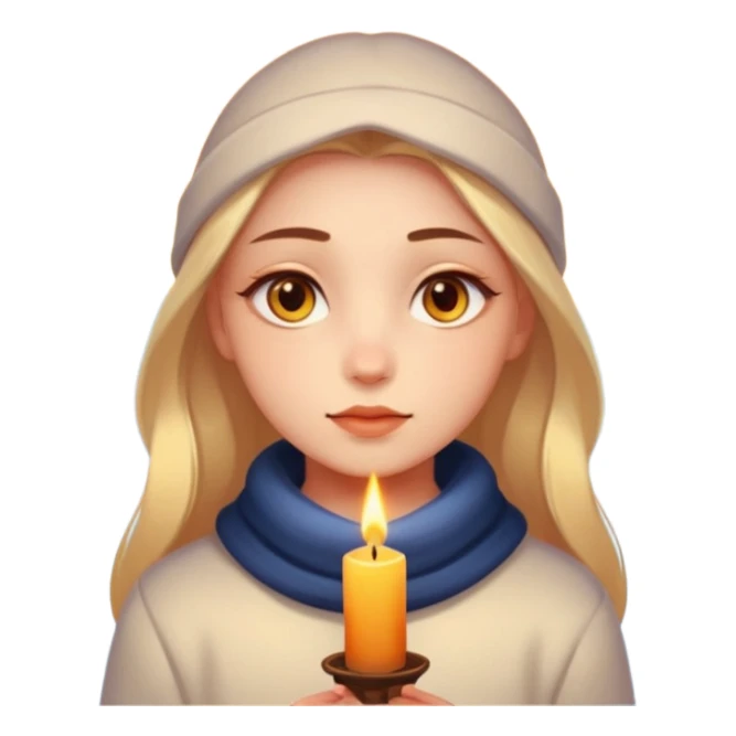 Fantasy human portrait emoji, warm candlelight reflection in eyes, winter evening mood, no extra accessories, emotional minimalism, clean emoji style, male/female variant
 sticker
