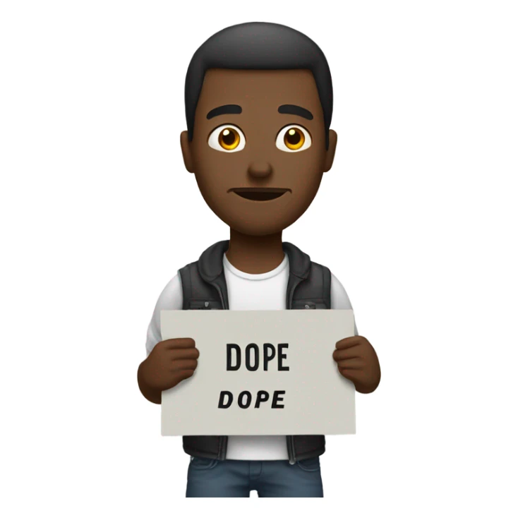 man holding a sign that says dope sticker