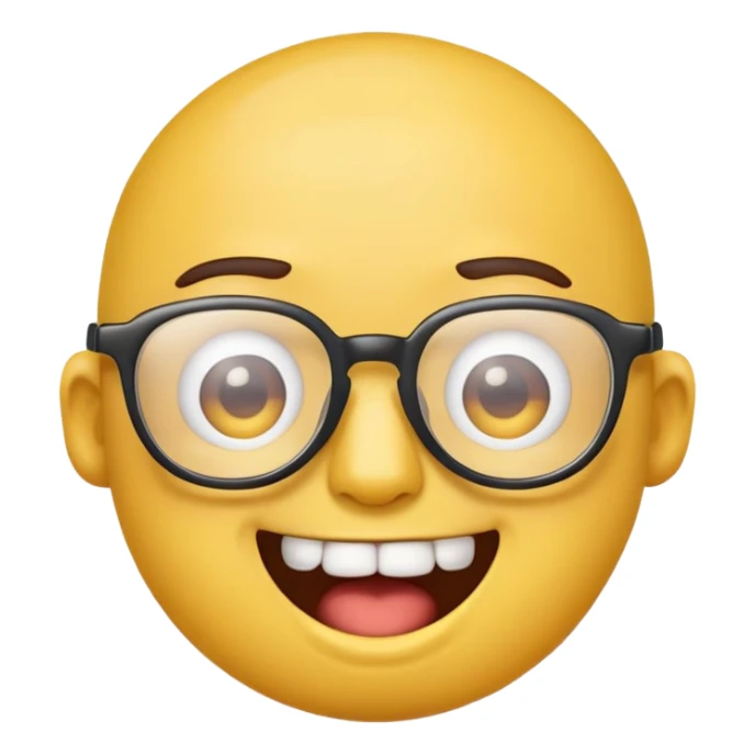 make a yellow emoji, that is smart with glasses and has his two front teeth out, he should look like the average nerd sticker