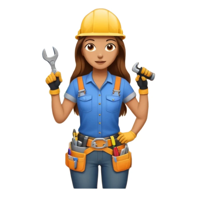 beautiful girl with long brown hair constructing new lounge room area with flat screen tv and couch sticker