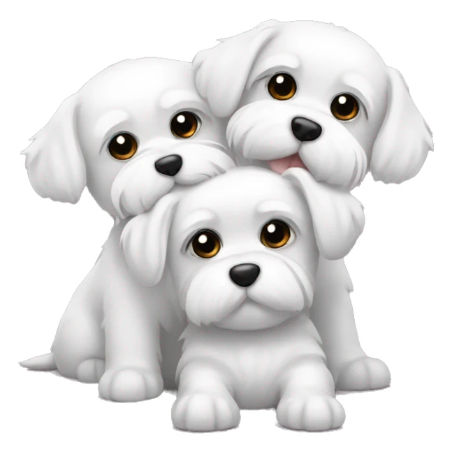 2 Maltese dogs hugging each other  sticker