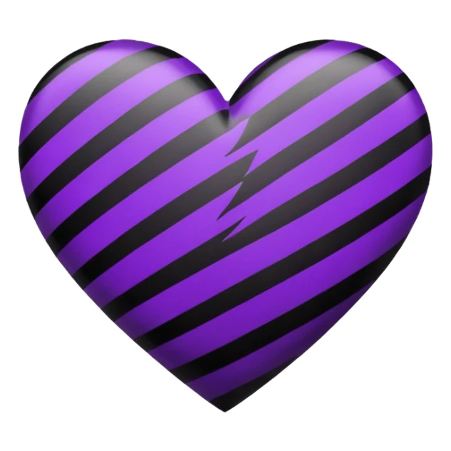 goth heart with purple and black stripes sticker
