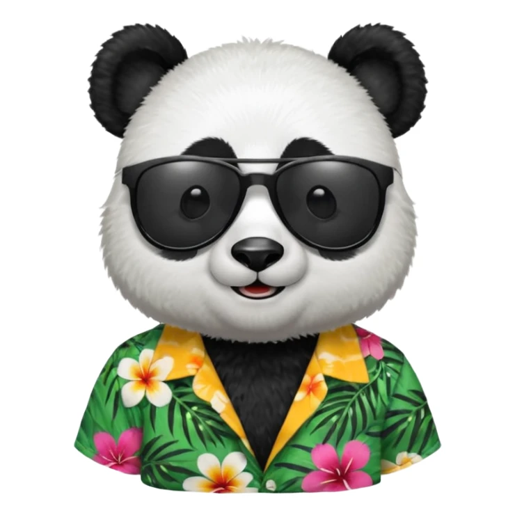panda with aloha shirt wearing sunglasses sticker