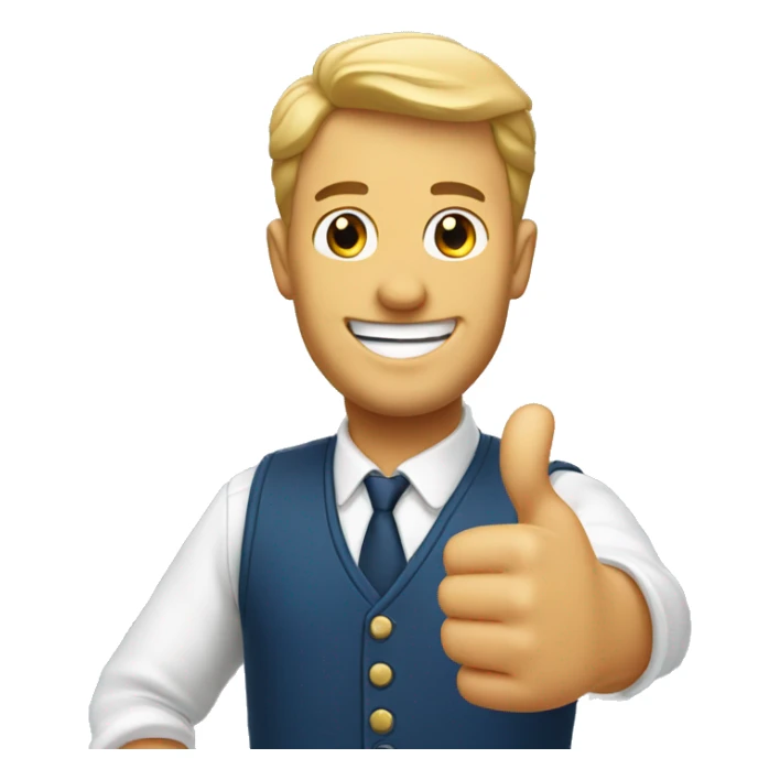 Smiling French man showing thumbs up  sticker