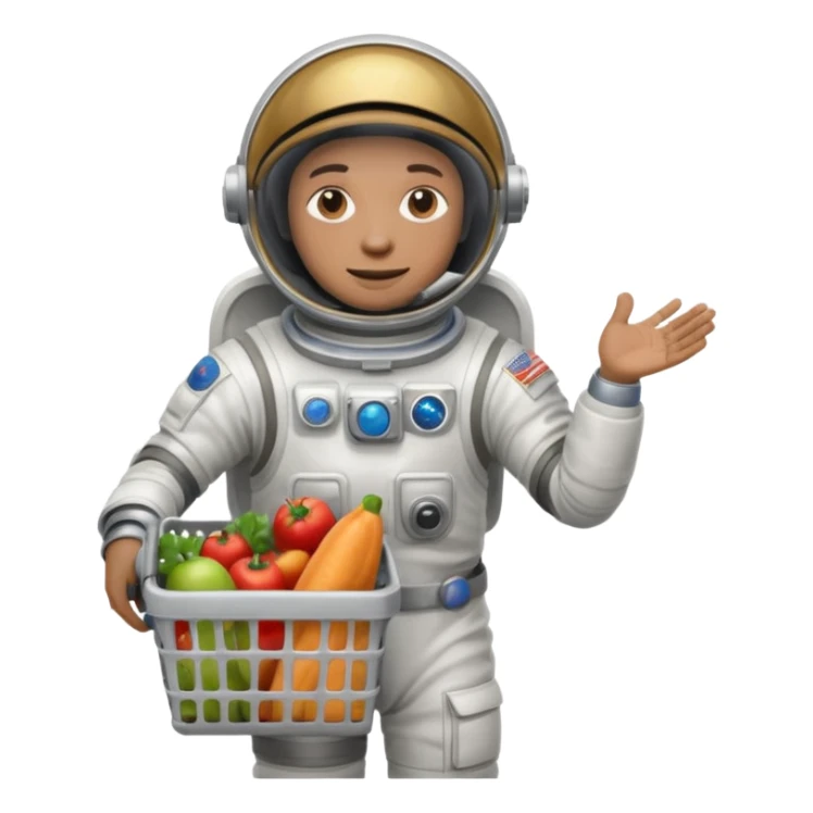 astronauta con canasta para hacer compras vacía sticker