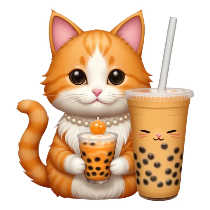 cute cat holding a cup of boba tea sticker