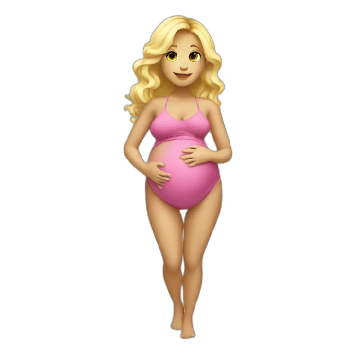 adorable pregnant blond full body women with beach-wave-hair sticker