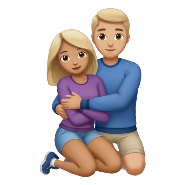 man on knees hugging womans waist sticker