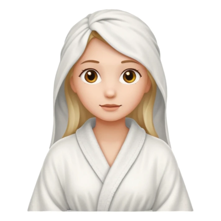 A girl with a robe and a towel sticker