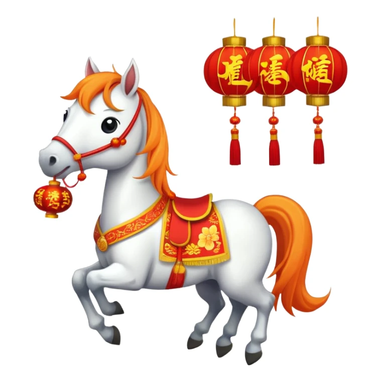 help me develop 10 emoji stickers, for CNY, cartoon horse stickers sticker